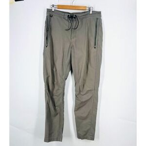 Roark Revival Mens Layover Travel Pants Grey Olive Drawstring Zip Pockets 32